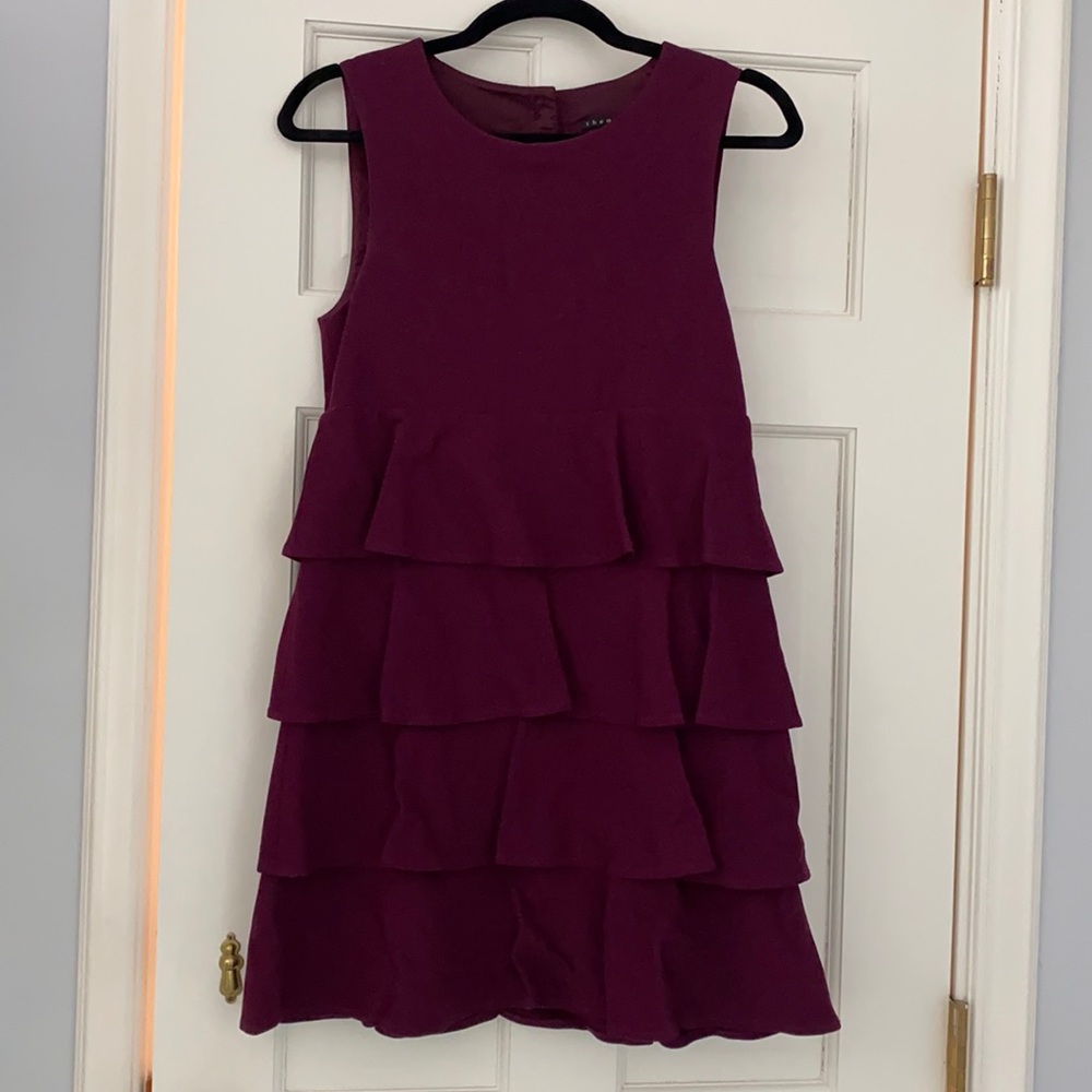 Theory Tiered Burgundy Dress